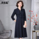 
2025 new dignified and high-end autumn and winter skirts for mothers, slim and slim bottoming, elegant long-sleeved dresses for women
