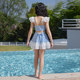 Kardashian children's swimsuit girls 2025 new student hot spring split skirt style belly-covering plaid swimsuit