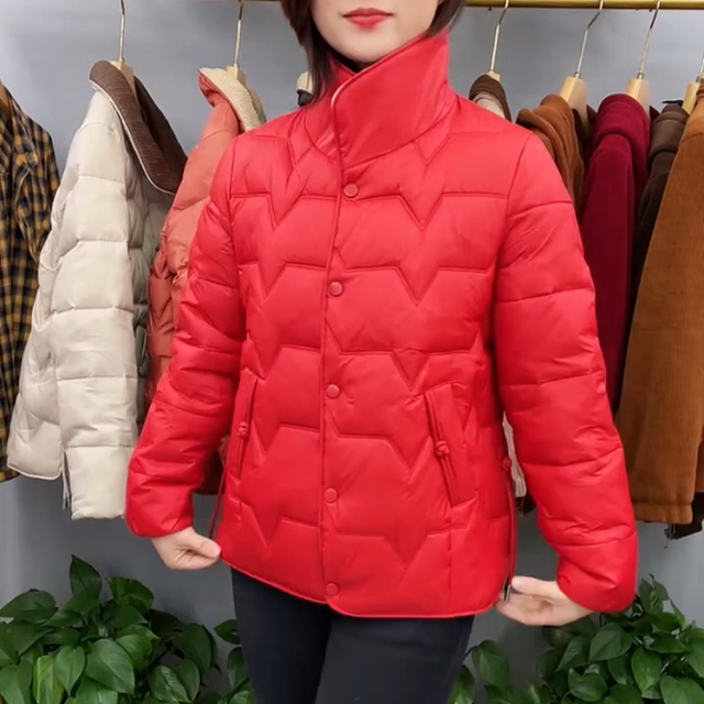 The net version of the double pocket, the lap lapel cotton jacket, the female cold -keeping warm cotton jacket, fashion leisure, simple middle -aged and elderly women's clothing