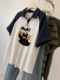 Adding fat extra size 300 Jin [Jin equals 0.5 kg] Contrasting color rapacer Polo neck short-sleeved T-shirt for women in summer loose design niche top