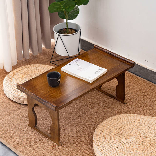 Tatami tea table solid wood Chinese style low table tea table folding bay window table balcony window sill small table household small kang table