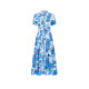 DVF2025 spring and summer new POLO neck short-sleeved tea skirt vine flowers plant printed dress DS1T012