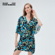 DVF V-neck plant print quarter sleeve short stretch knitted dress DS2R032