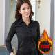 White shirt women's long-sleeved autumn and winter plus velvet thickened warm white shirt professional formal wear work clothes large size workwear
