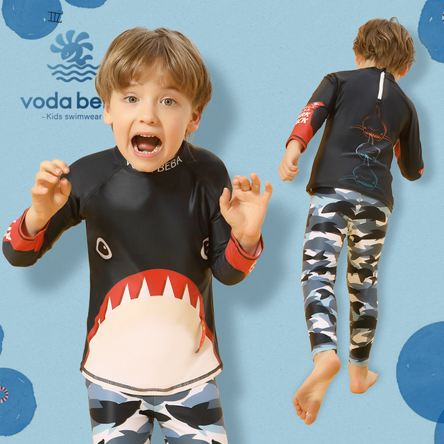 Voda beba Children's Swim Swing Swimsuit Boys Sunscreen Sleeping Pants Shark Big Baby Swimsuit Set
