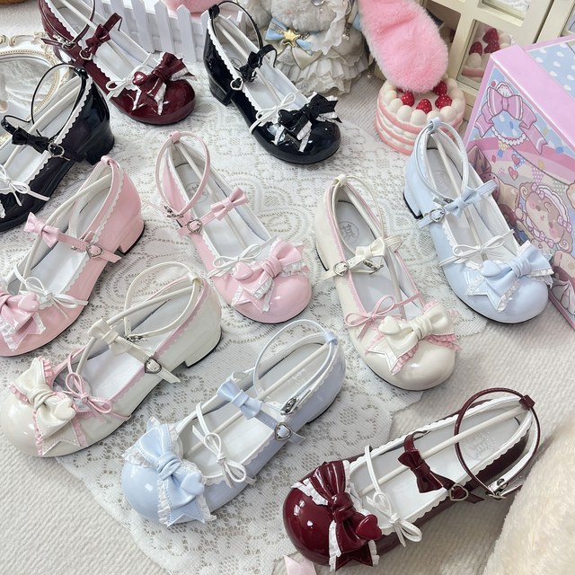 Nanny Party original authentic lolita low heel flat bottom round toe cute sweet girly lolita lo shoes
