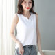 White pure cotton v-neck suspender vest for women with summer loose large size sports outside sleeveless base T-shirt