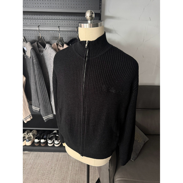 ooohmygo American retro letter embroidery half turtleneck sweater for men and women in autumn and winter loose lazy sweater jacket