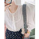 Spring and Autumn 2025 new style polka dot bow tied lace long-sleeved shirt for women's design sense spliced ​​lace top