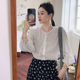 Spring and Autumn 2025 new style polka dot bow tied lace long-sleeved shirt for women's design sense spliced ​​lace top