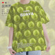 Real high definition green fruit guava pile guava pattern quick-drying T-shirt men and women personality top summer set without boundaries