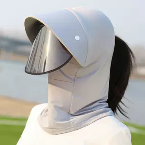 防晒帽子遮脸防紫外线女夏季遮阳脸罩冰丝头套面罩翻放仿遮全脸-Taobao