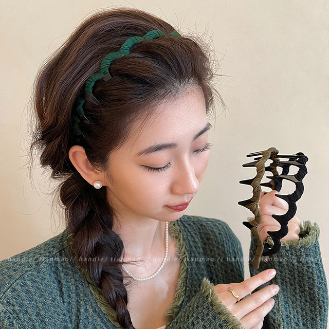 Sweet new wavy hairband for women, face wash, non-stuck, fluffy texture, toothed comb, anti-slip headband, design hairpin