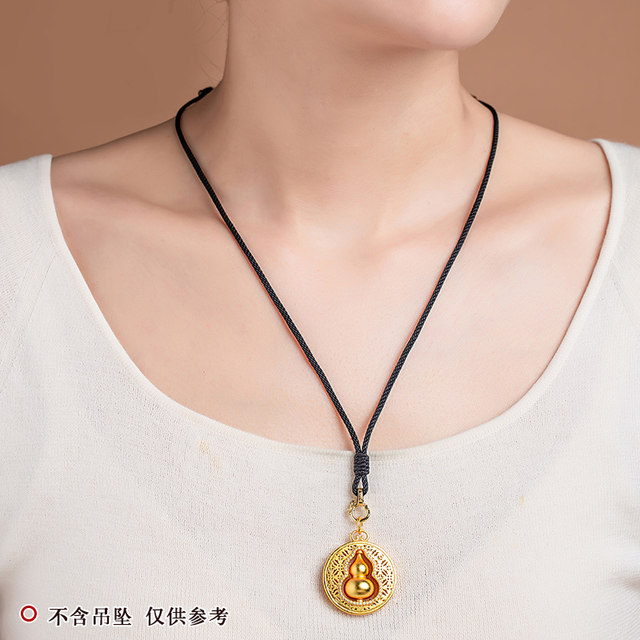 Golden pendant rope versatile straight-wearing women's wax leather rope jade jade buckle necklace lanyard jade pendant pendant rope