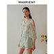 MAXRIENY European style gardening style off-shoulder flared sleeve chiffon shirt pastoral style printed top
