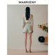 MAXRIENY European style gardening style off-shoulder flared sleeve chiffon shirt pastoral style printed top
