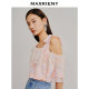MAXRIENY Summer Print Off-Shoulder Top Strap Chiffon Shirt
