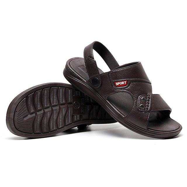 Vietnamese rubber sandals men's summer plastic sandals beach dual-use thick-soled outer wear non-slip open toe breathable middle-aged