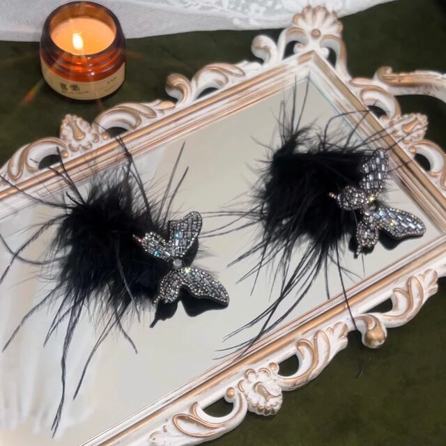 Autumn and winter fashion butterfly light luxury hair accessories head clip feather duckbill clip 2025 new high-end hair clip back headwear