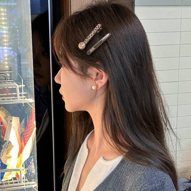 2025 New Leopard Print Chocolate Color Pair Clip Duckbill Clip Brown Beads Korean Style Fashion Hair Clip Side Clip Women's Hair Accessories