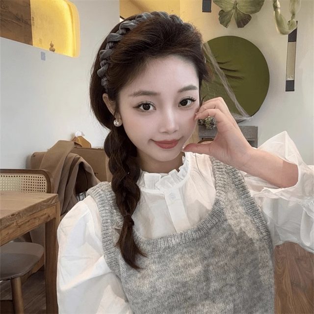 2025 new Xiaoxiang style pearlescent mesh headband for women with anti-slip tooth textured daily external high skull headband
