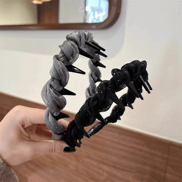 2025 new Xiaoxiang style pearlescent mesh headband for women with anti-slip tooth textured daily external high skull headband
