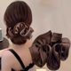 Korean high-end satin large intestine ring hair and necklace flower gentle temperament black fabric rubber band head rope tie ponytail
