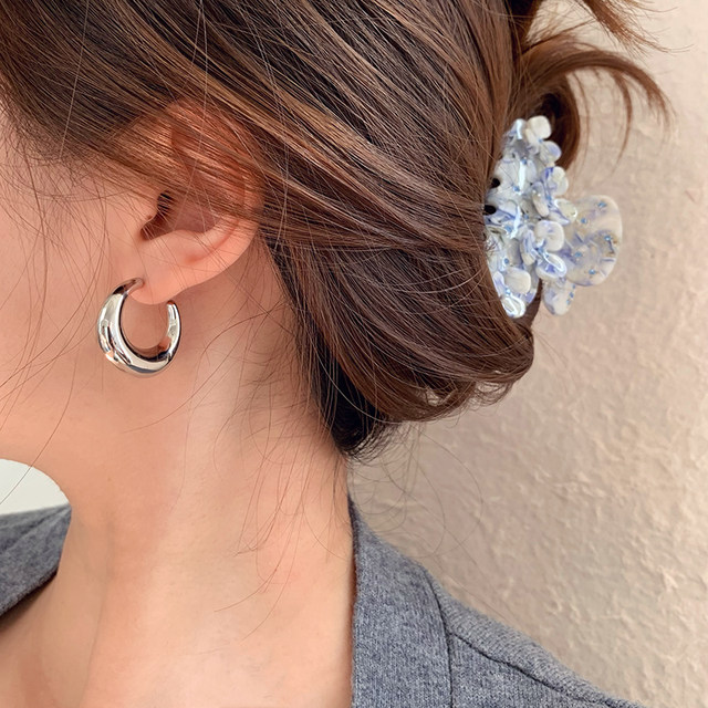 Shilijian smart INS style moon shape hoop earrings