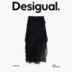 Desigual25 spring and summer new black lace multi-layer ruffled irregular slit mid-length skirt