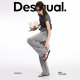 Desigual25 spring and summer new loose straight back pocket floral embroidered light grey trousers women's jeans
