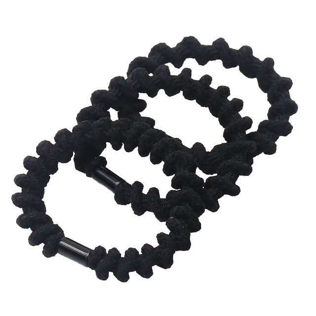 Black high ponytail head rope Simple temperament rubber band female tie hair rope high elastic durable hair ring leather sleeve