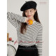 Early spring black and white striped long-sleeved bottoming top for women 2025 new spring and autumn round neck T-shirt loose bottoming shirt