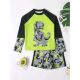 The new European and American simple Bikini long -sleeved flat -sleeved flat trousers printed boy bikini swimwear bikini