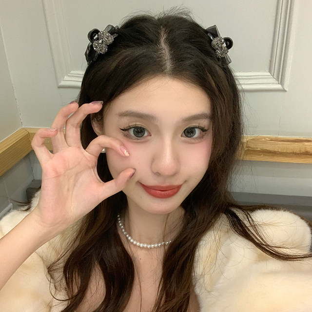 Double-sided bow small clip ab sided mesh small clip headwear hair clip feminine high-end bangs clip top clip