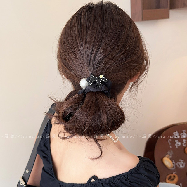 Cartoon puppy pearl hair band for women 2025 new high-end headband with ponytail ball hair rope and beautiful hair accessories