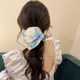 Oil painting style fabric square scarf hair circle women lazy style 2025 new hair rope low ponytail head rope rubber band Korean hair accessories
