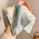 Rain porcelain marks ~ New Chinese style blue tiny square scarf large intestine hair ring for women high-end headdress large-size hair rope