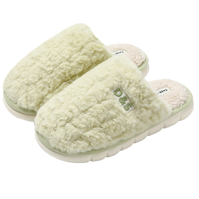 Briquette cotton slippers for women winter 2025 new indoor home non-slip thick-soled plush warm cotton slippers for confinement