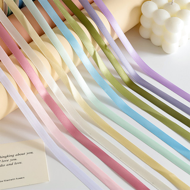 Macaron polyester ribbon 1.0cm solid color ribbon floral packaging DIY strap baking cake bow ribbon