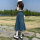 High-waisted fishtail denim skirt for women 2025 new spring and summer slim A-line splicing large swing mid-length umbrella skirt