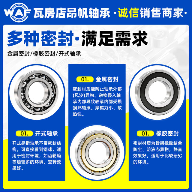 
Wafangdian WAF bearing 6200 6201 6202 6203 6204 6205 6206 6207ZZ 2RS