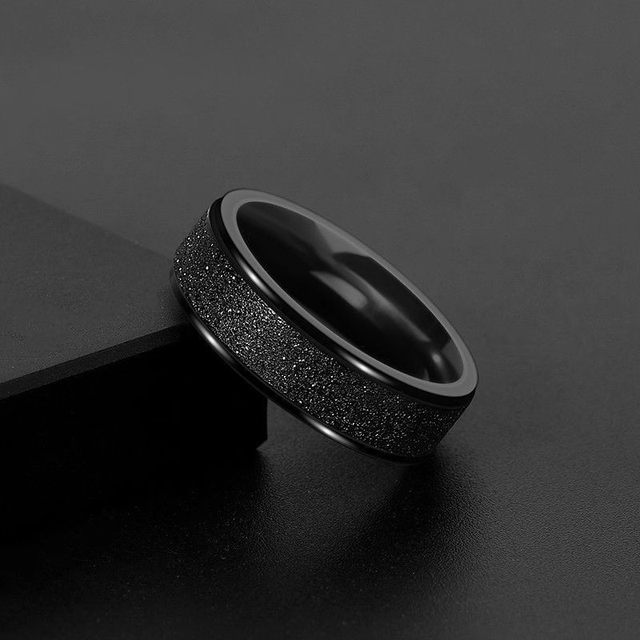 Titanium steel ring, black matte ring, men's ring, ins, no fading, high-end feeling, niche fashion and versatile