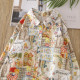 Spring new Korean style painted children's fun cartoon print loose slim long sleeve shirt female student mid-length top
