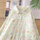Sweet little fresh green striped cartoon kitten printed long-sleeved shirt for women in autumn new loose casual top