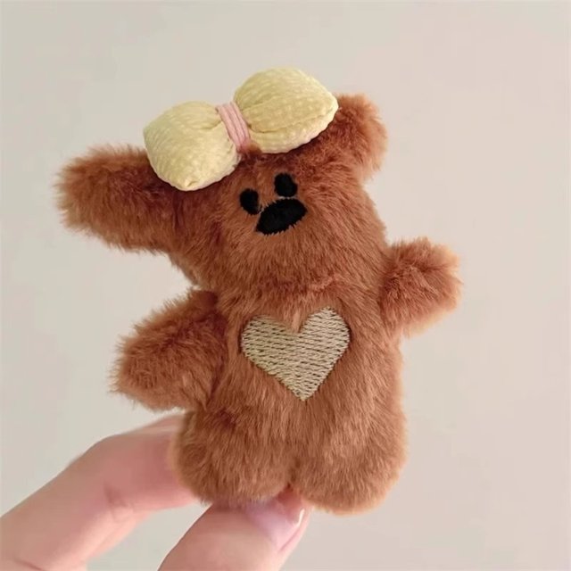 
Plush bear Korean style cute bow hairpin 2025 autumn and winter new style bangs broken hair duckbill clip bb clip headwear