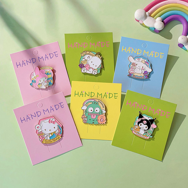 Cartoon Sanrio metal badge cute Kuromi cinnamon dog brooch design niche children's bag decoration