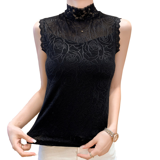Lace vest fake collar women's versatile fake collar 2023 autumn and winter new style half high collar plus velvet lace collar bottoming shirt
