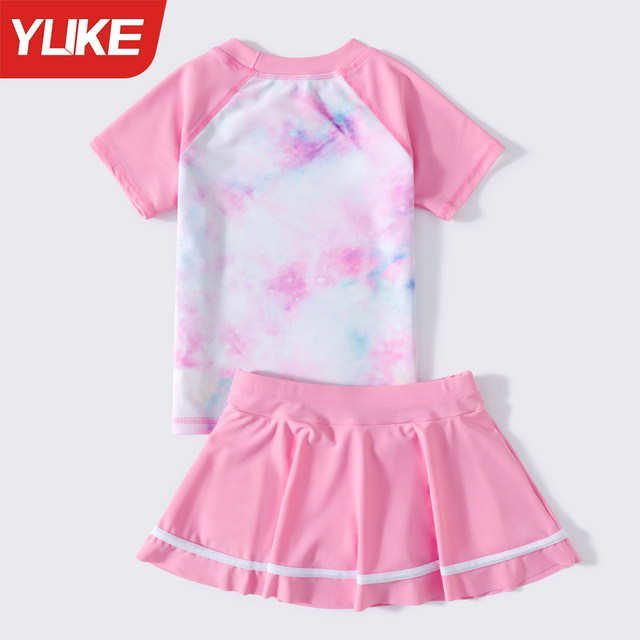 Children's swimsuit girl summer princess split baby child middle child cute girl bathing in hot spring new swimsuit skirt style