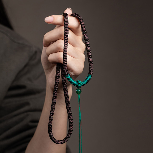 Rotating knot hand-woven thick pendant rope jade gold lanyard pendant rope men's fixed halter necklace rope