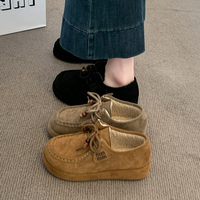
Inner heightened thick sole plus velvet full wrap Birkenstock shoes wool cotton shoes for women 2025 new winter snow boots loafer shoes